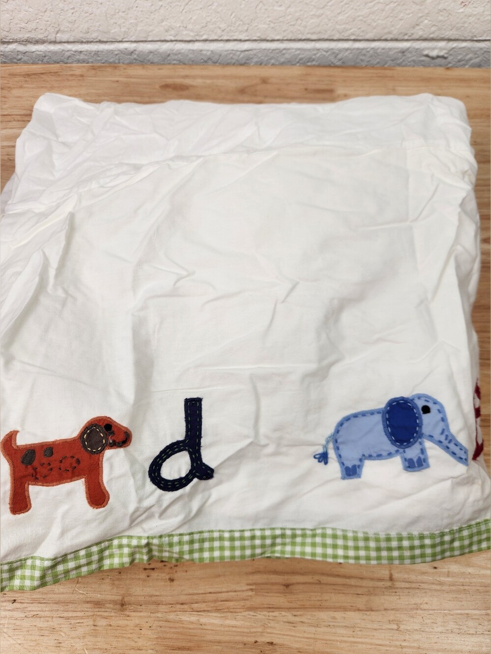 Pottery Barn Kids Alphabet Crib Bed Skirt 28"x52" 100% Cotton NOS Gingham*Flaw*